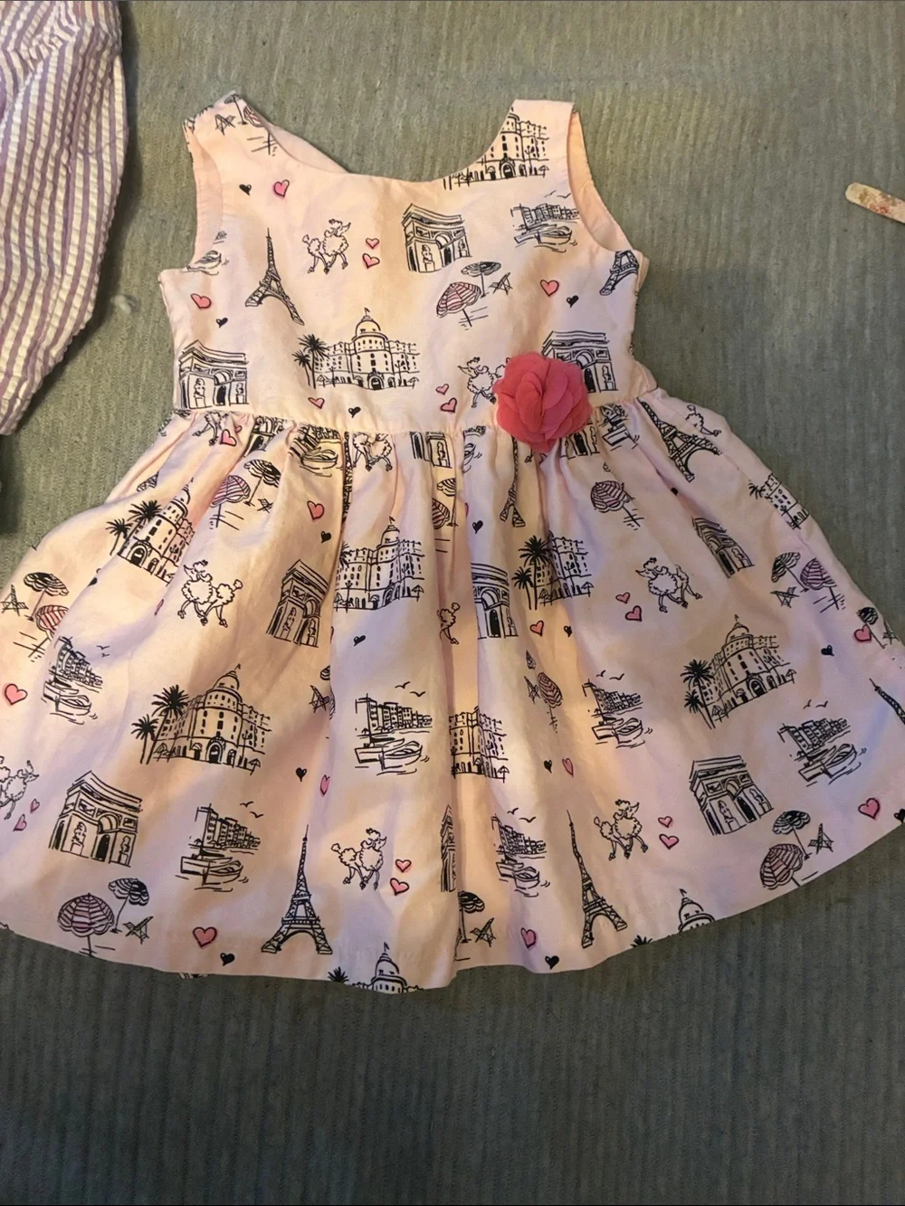 (2 )set pc Pink Paris Print Dress and one Purple,white with butterflies 18-24